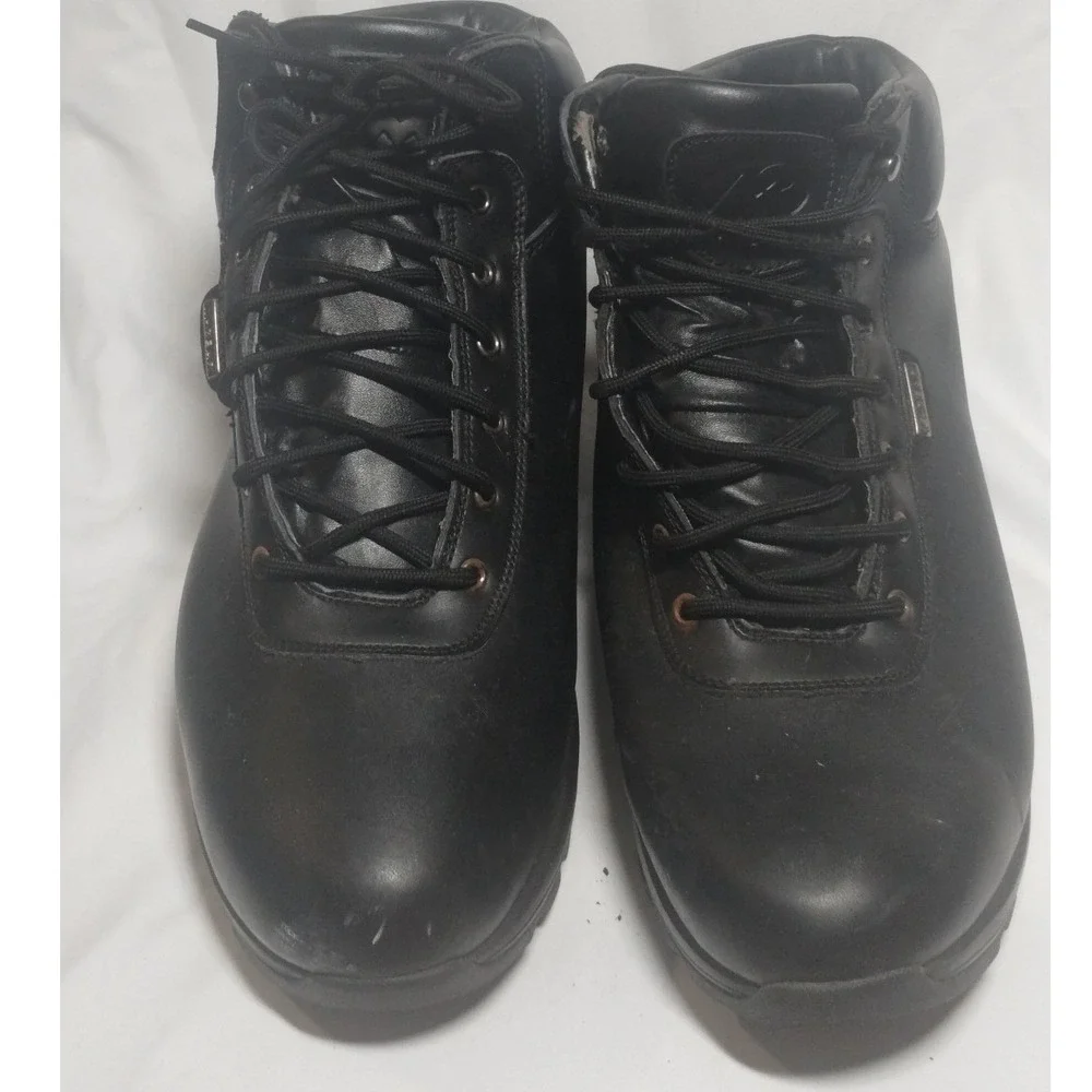 M-Gear Mens Black Leather Air Cushion Hiking Work Boots Size 13 Round Toe LaceUp